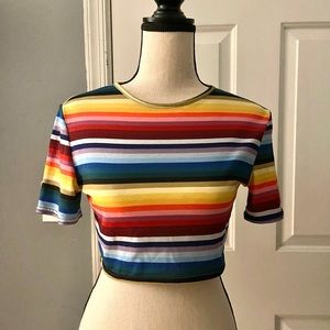 PrettyLittleThing Rainbow Crop Top • Size 4